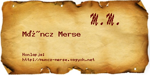 Müncz Merse névjegykártya